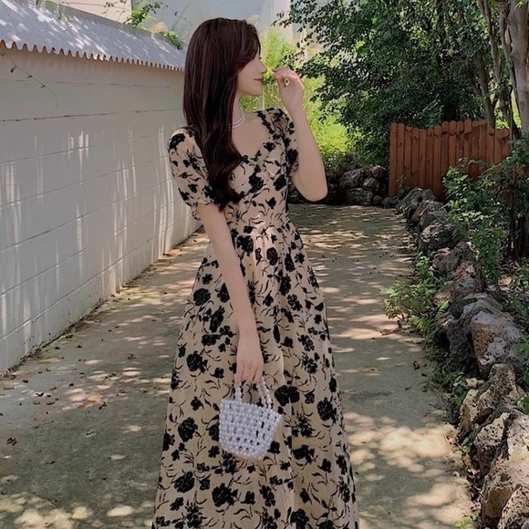 J.ING Cream Off Shoulder Rose Floral Print Midi Dress - Picture 6 of 12